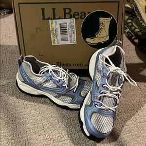 L.L. Bean Light Blue, Gray & White Mesh Trail Sneakers